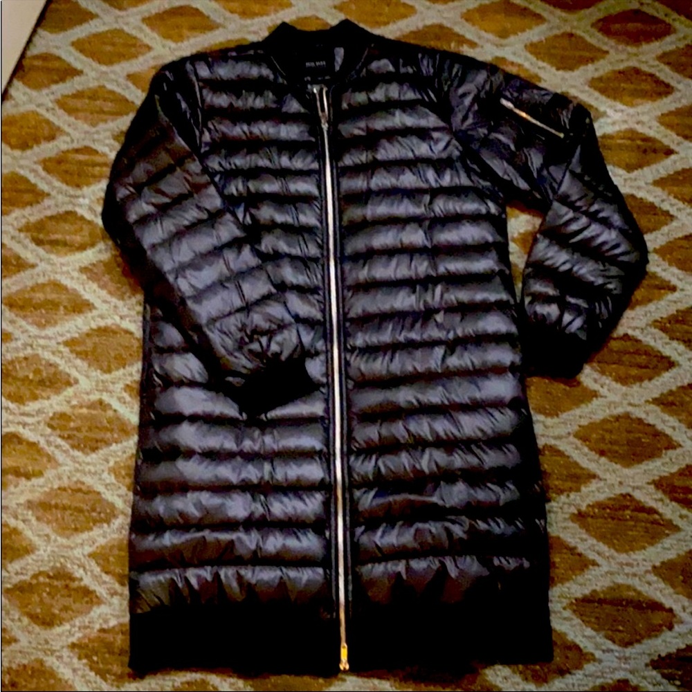 Zara black 3/4 length lightweight puffer size M packable